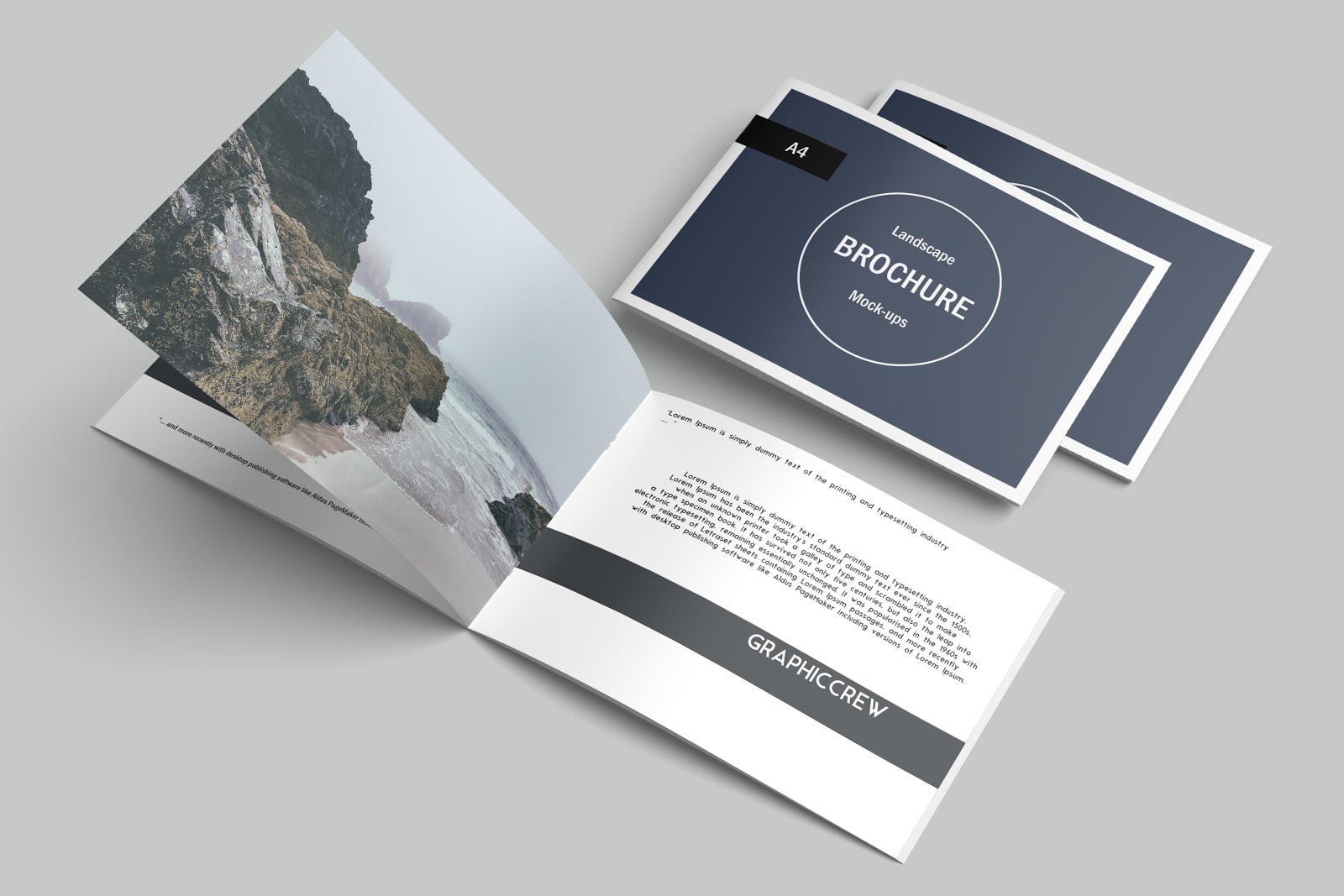 If you prefer to edit the background, that's also possible with this mockup. Free A4 Landscape Brochure Mockup