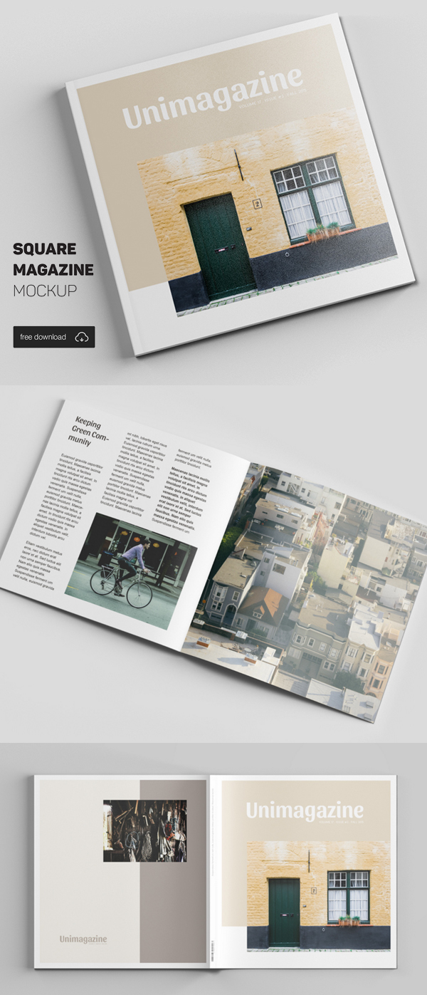 Image Big collection of magazine and brochures mockups. Free Square Magazine Mockup Freebies Psd