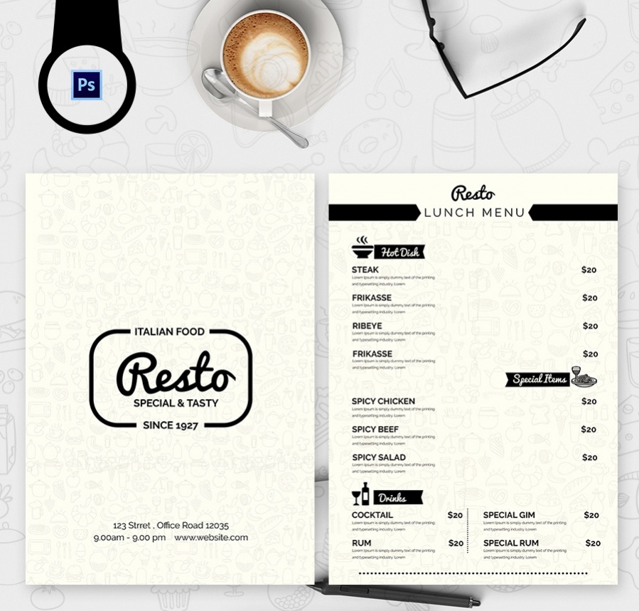 22+ Download Restaurant Menu Free Mockup&nbsp;Psd